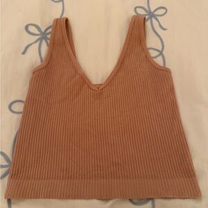 Free People Brown Ribbed Sleeveless Tank Top